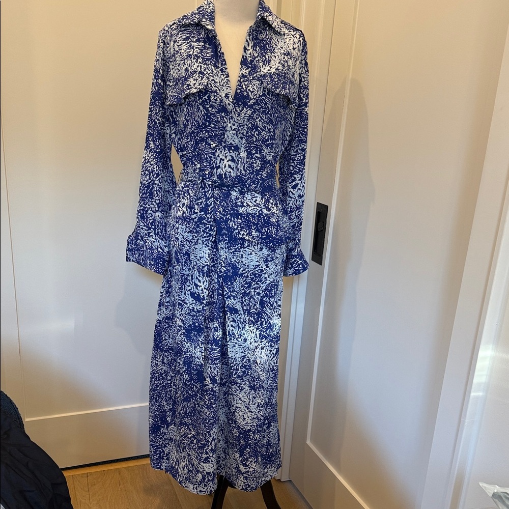 Proenza Schouler Blue and White Long Sleeve Dress